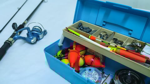 Fishing rod and tackle box